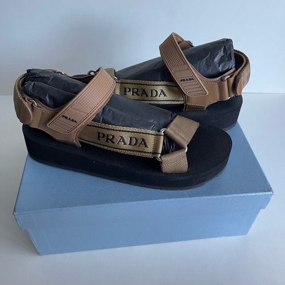 Authentic Prada Nude Tan Velcro Sandals 39 9 - Picture 4 of 6